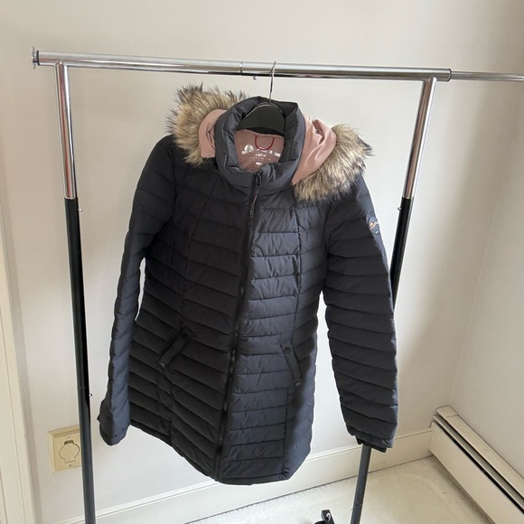 Women's HFX Outdoors Black Puffer Coat with Fur Trim - Picture 4 of 5